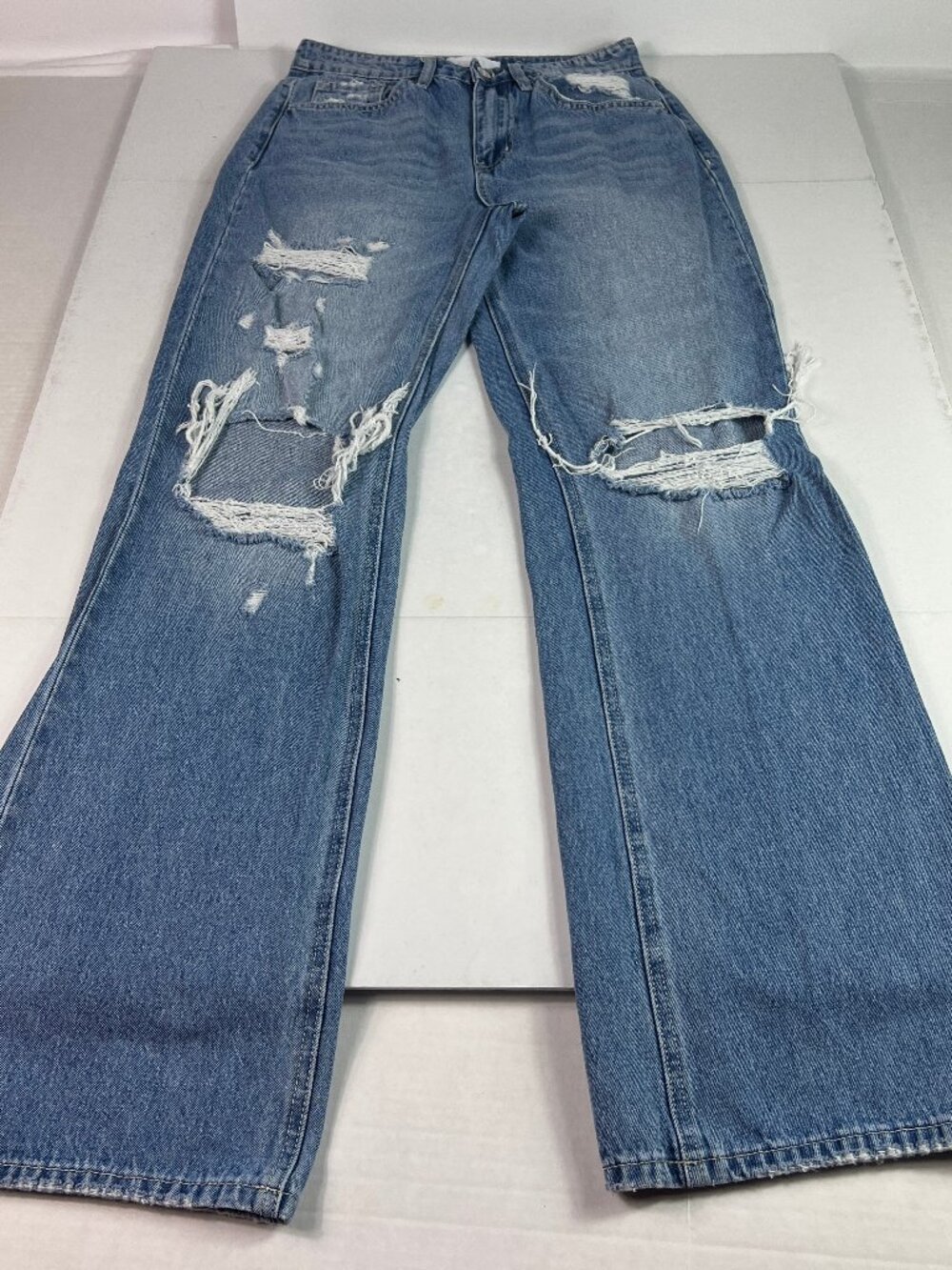 Vervet Jeans Women 27x32* High Rise Wide Leg Blue Distressed Cotton Denim Tag 26